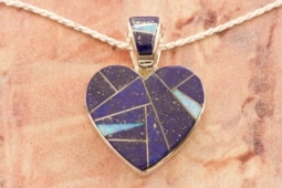 Calvin Begay Genuine Blue Lapis Sterling Silver Heart Pendant